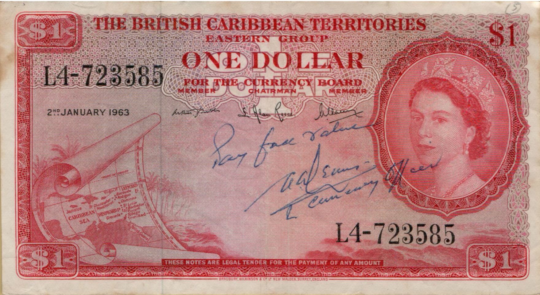 East Caribbean 1 1964 XF P-7/c1963